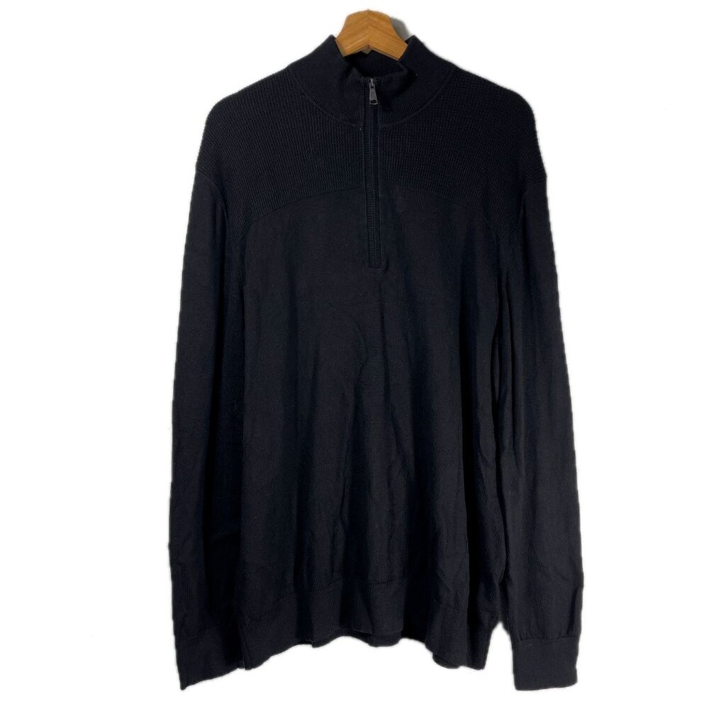 Banana Republic Men's Quarter Zip Ribbed Knit Sweater Navy Blue Size XL